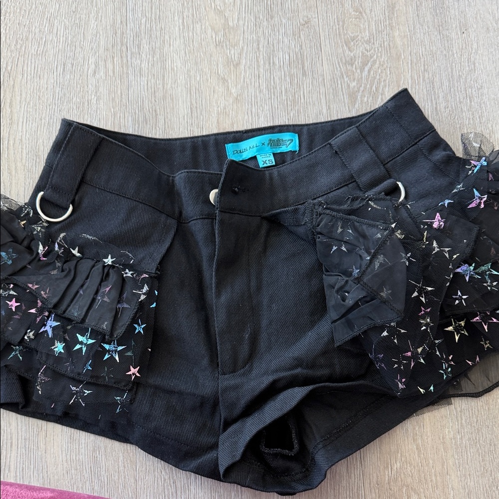Dolls Kill Black Starry Cargo Shorts
